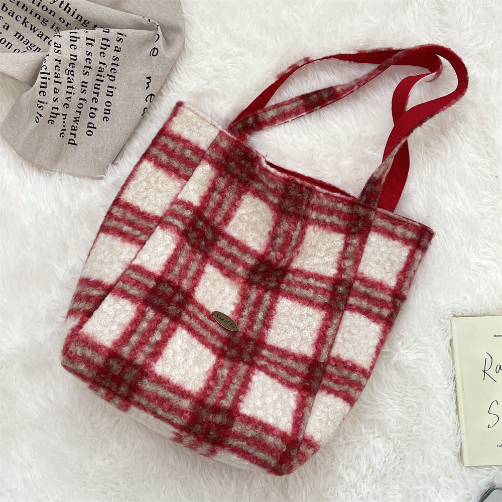 Fuzzy Plush Large Capacity Shoulder Tote - Color_2