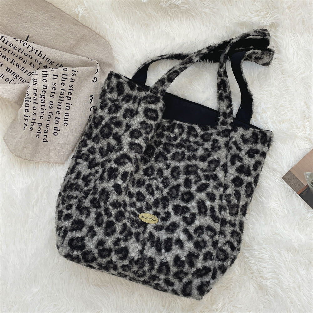 Fuzzy Plush Large Capacity Shoulder Tote - Color_5