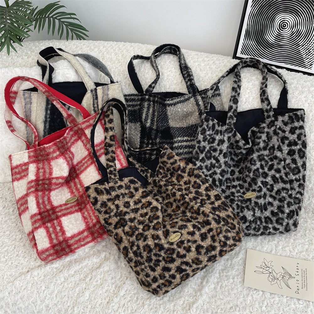 Fuzzy Plush Large Capacity Shoulder Tote