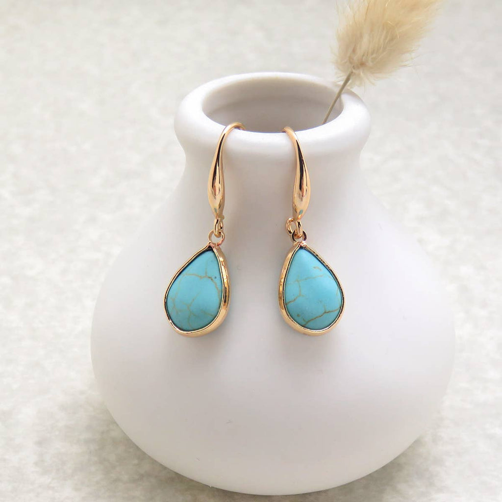 Teardrop Stone Bezel Drop Earrings