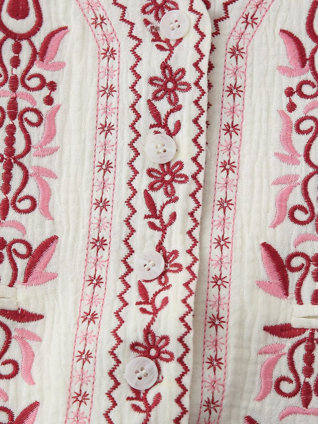 Folk Embroidered Striped Back Vest - Red - 6