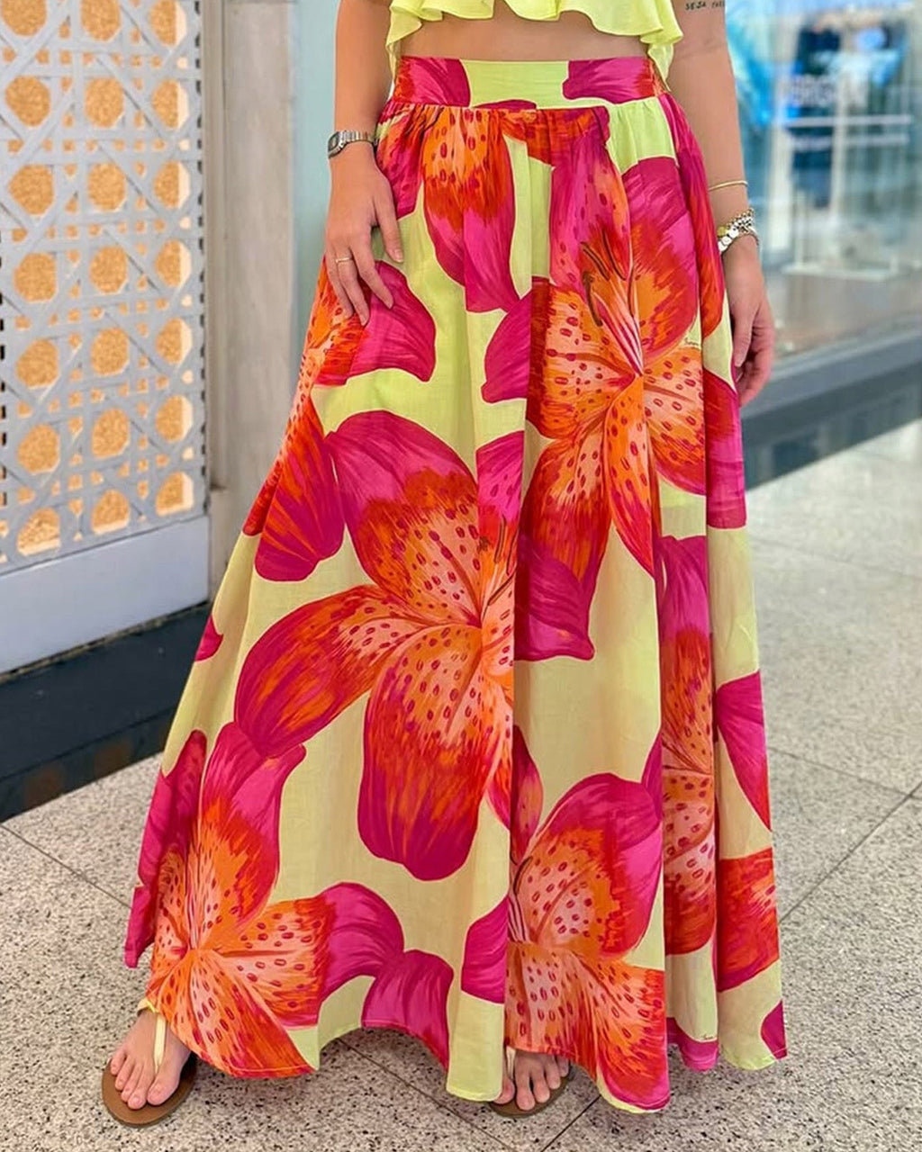 Tropical Floral High Waist Maxi Skirt - Decor
