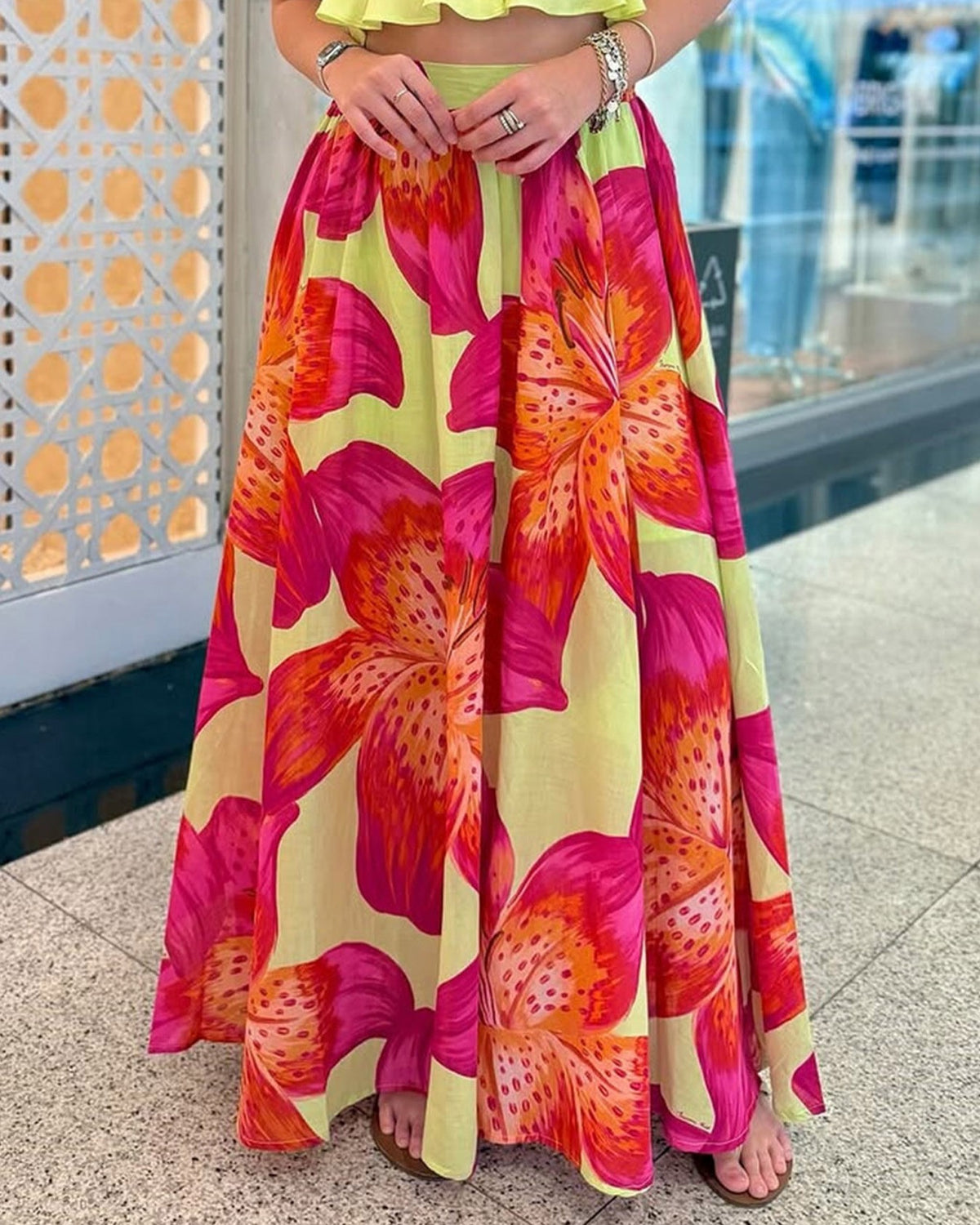 Tropical Floral High Waist Maxi Skirt - Decor - 1
