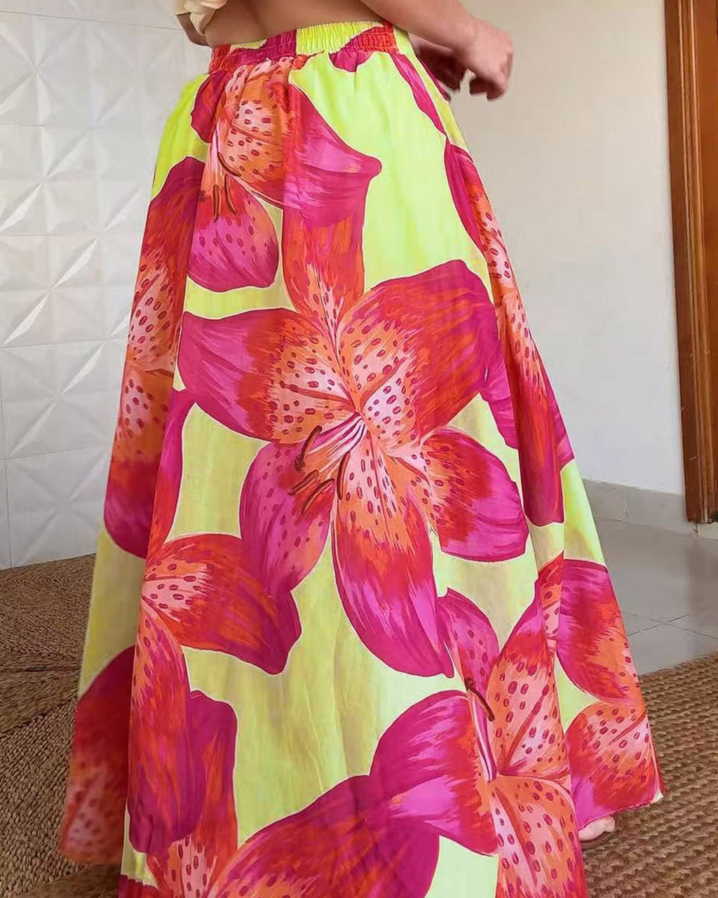 Tropical Floral High Waist Maxi Skirt - Decor - 2