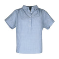 Striped Short Sleeve Half Placket Shirt - Blue