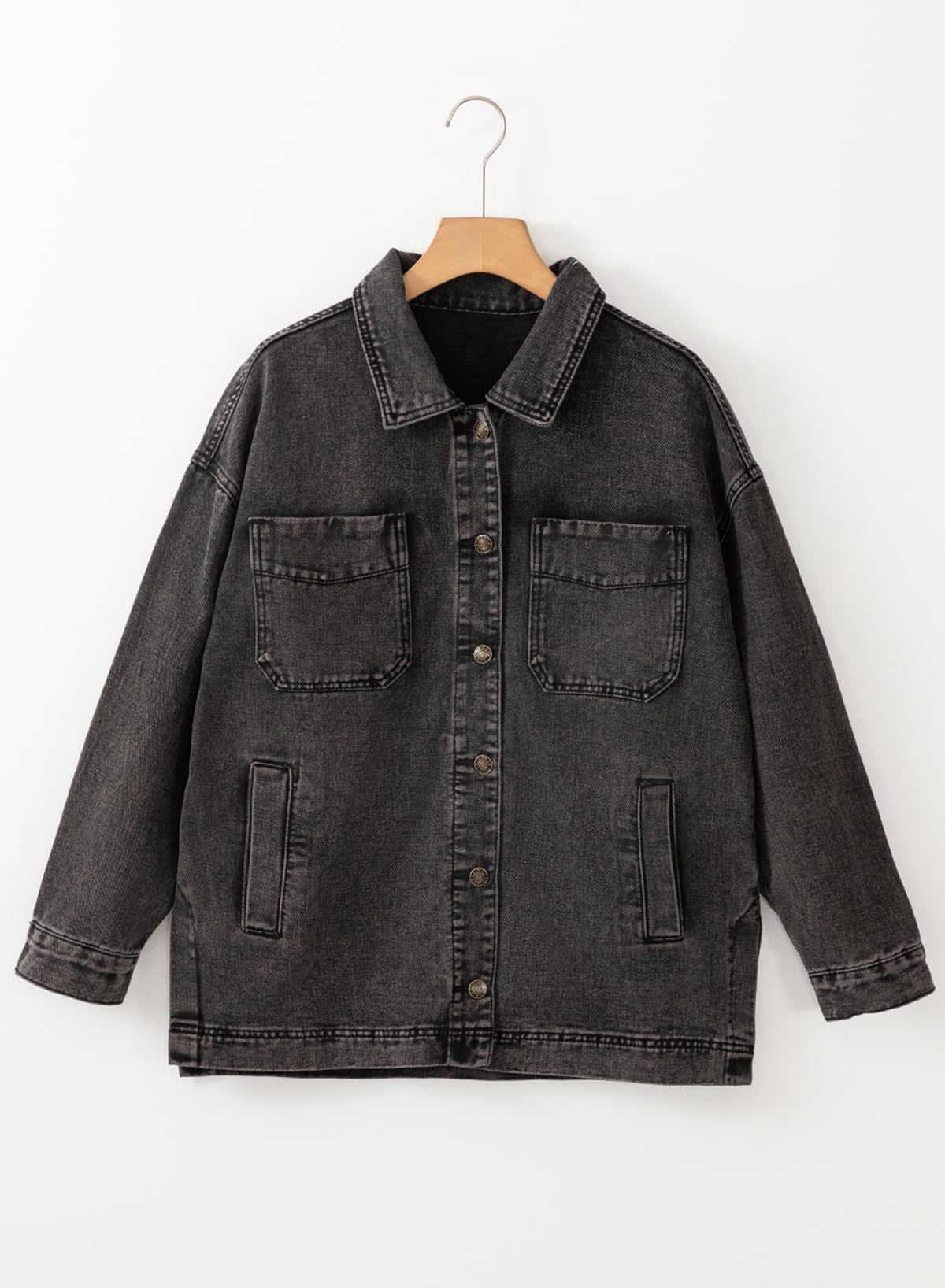 Retro Oversized Boyfriend Denim Jacket - Grey