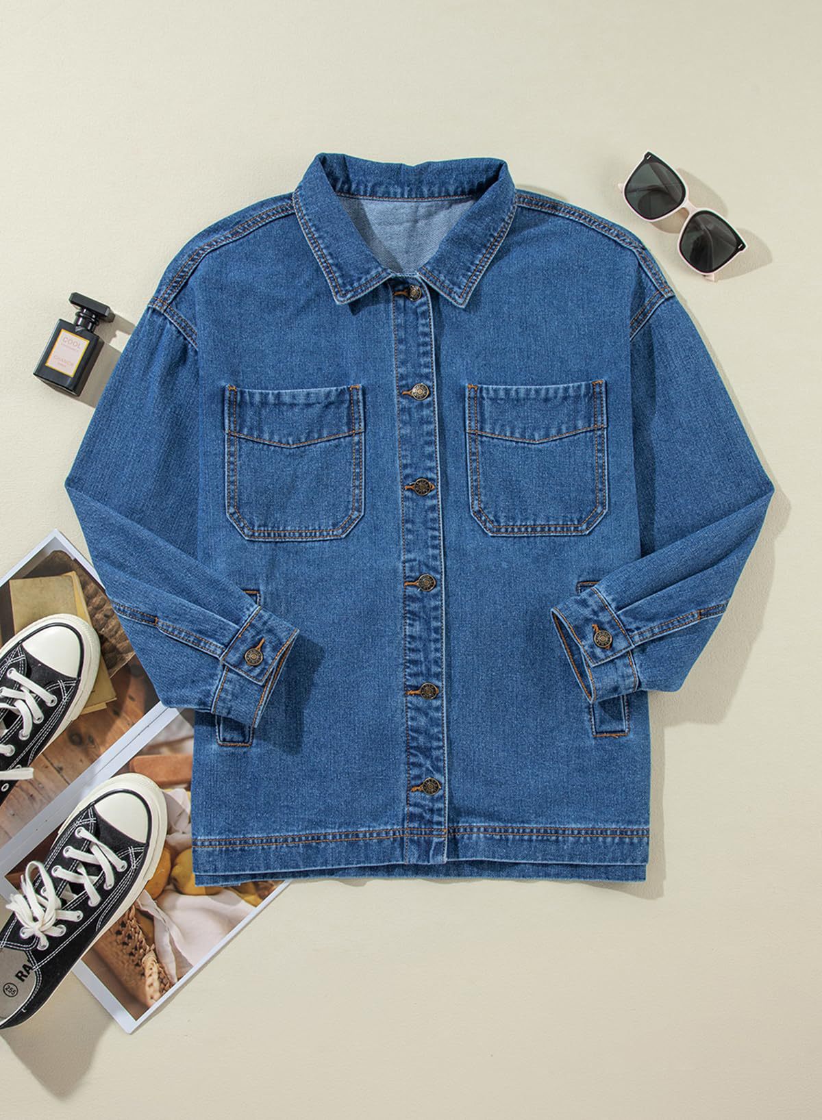 Retro Oversized Boyfriend Denim Jacket - MidiBlue