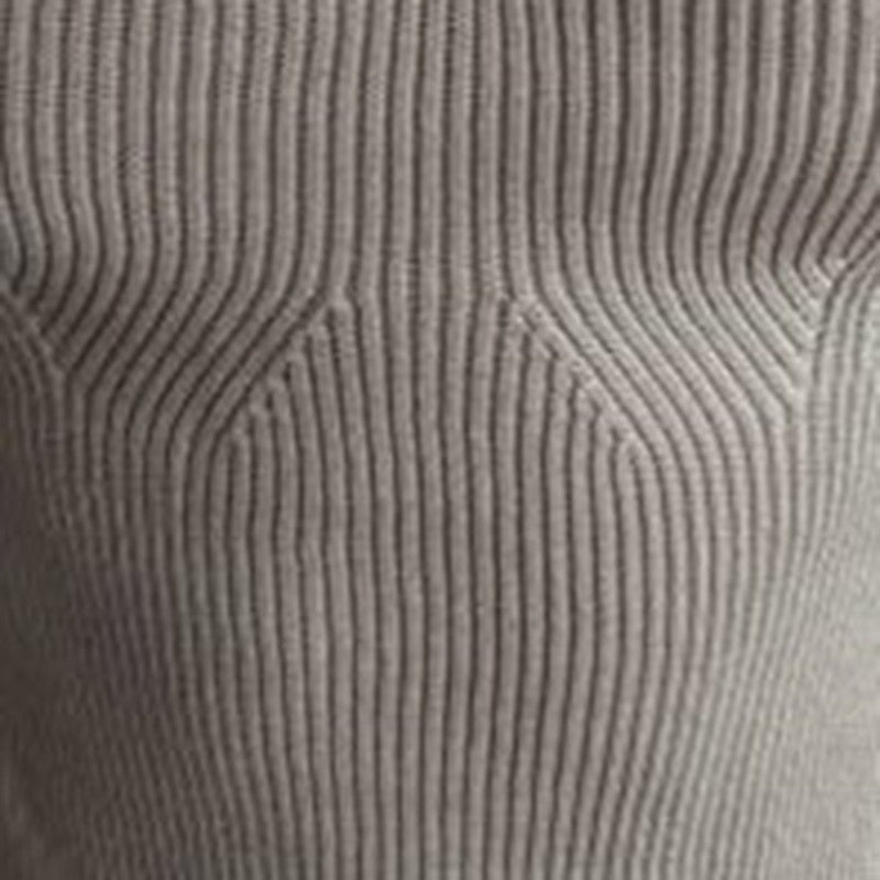 Ribbed Fitted Top With Sweetheart Neckline - Khaki