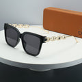 Chain Link Temple Oversized Square Sunglasses - C1