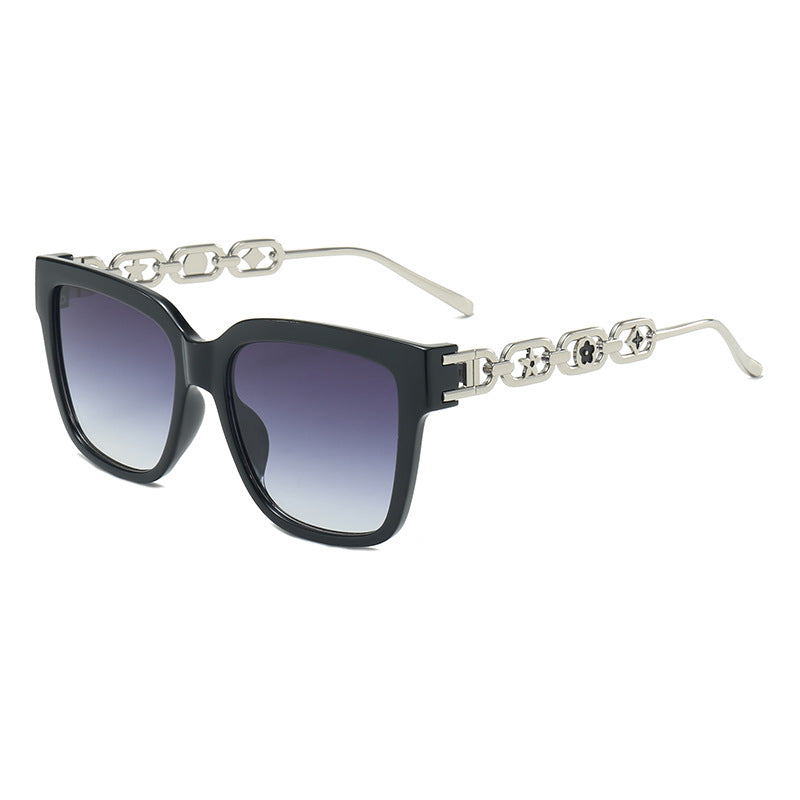 Chain Link Temple Oversized Square Sunglasses