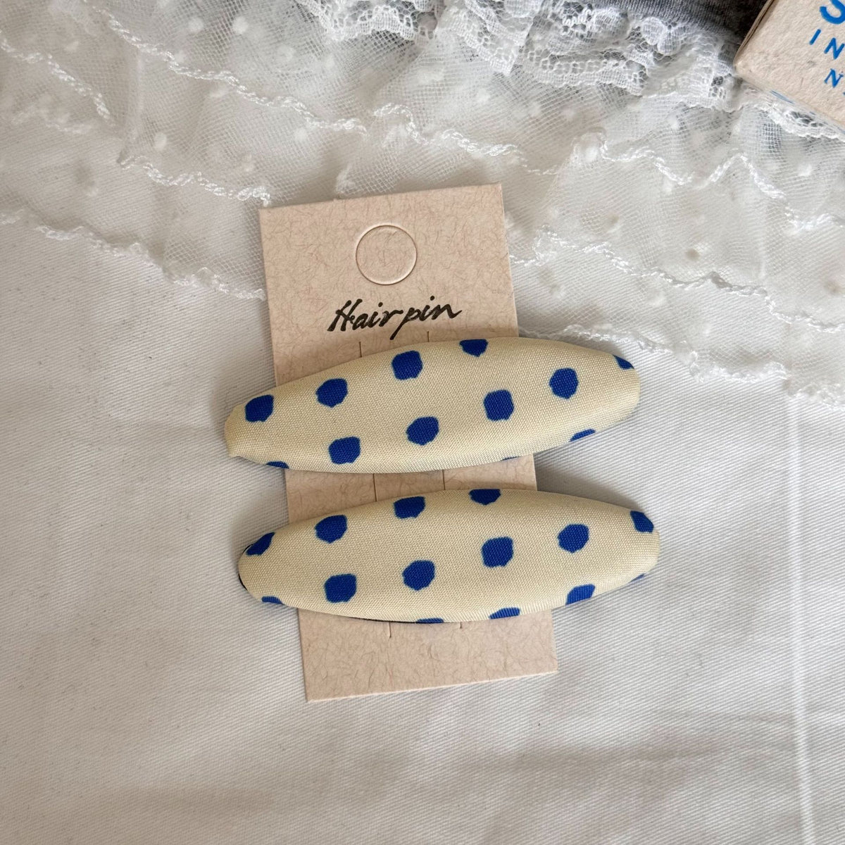 Dotted Fabric Snap Hair Clips Set - Yellow