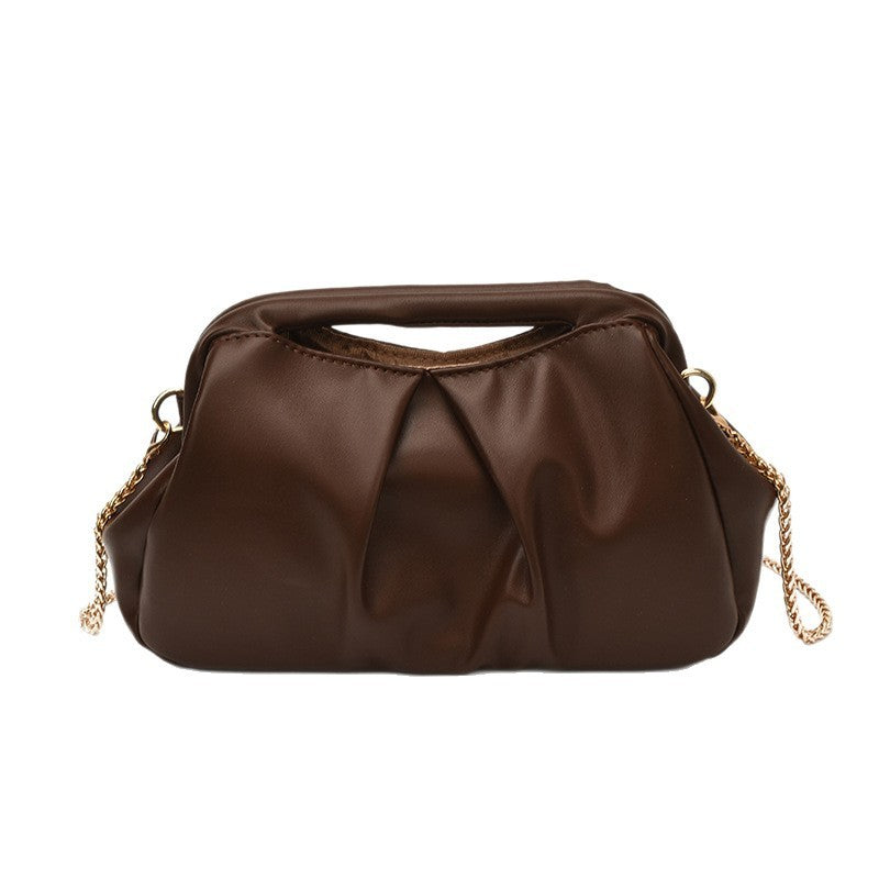 Ruched Frame Crossbody Bag with Chain Strap
