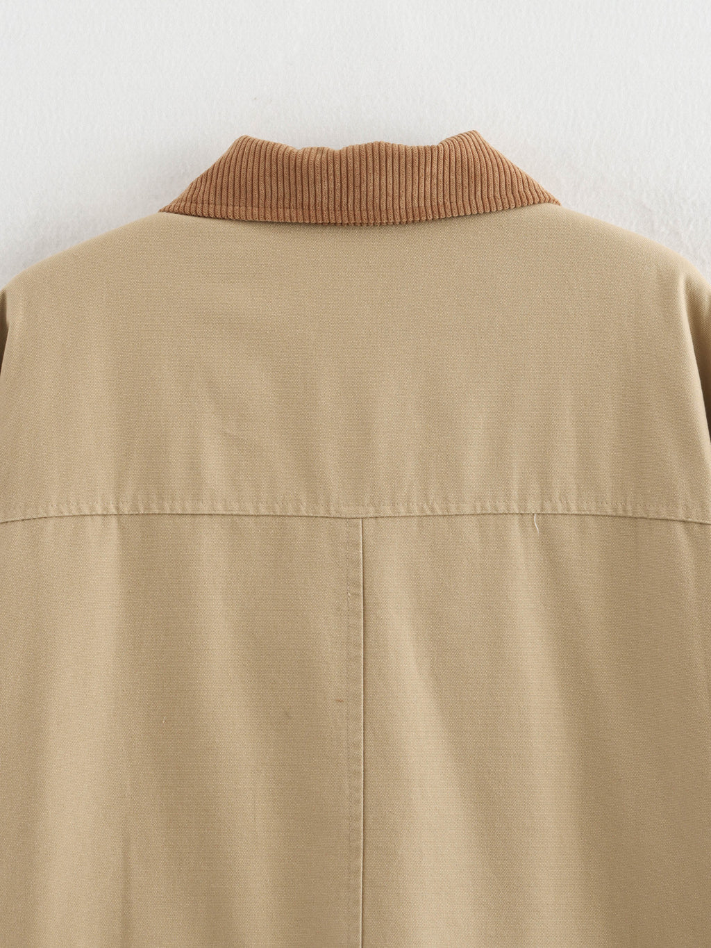 Corduroy Collar Oversized Chore Jacket - Khaki - 11