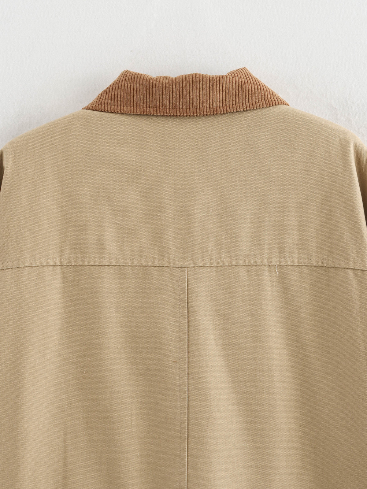 Corduroy Collar Oversized Chore Jacket - Khaki - 11