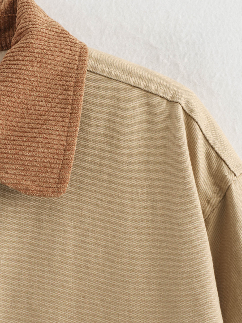 Corduroy Collar Oversized Chore Jacket - Khaki - 2