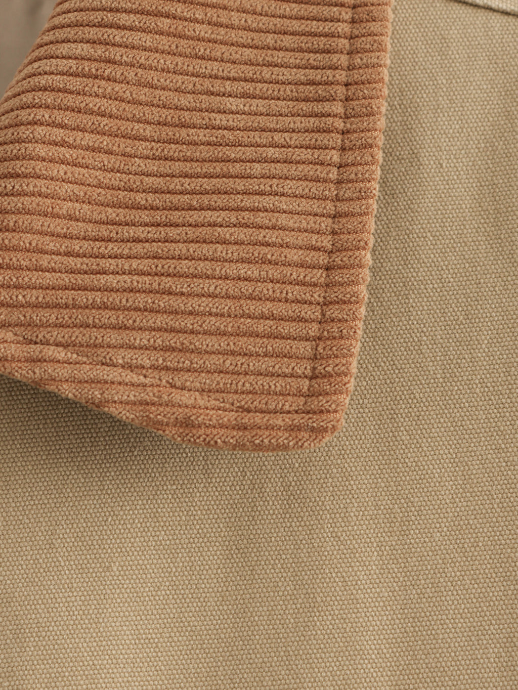 Corduroy Collar Oversized Chore Jacket - Khaki - 8