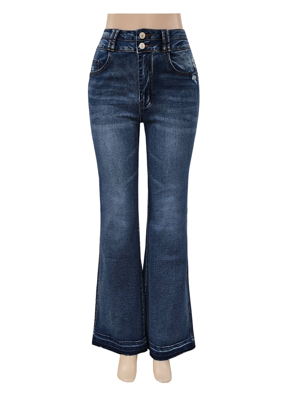 Distressed High Rise Bootcut Flare Jeans