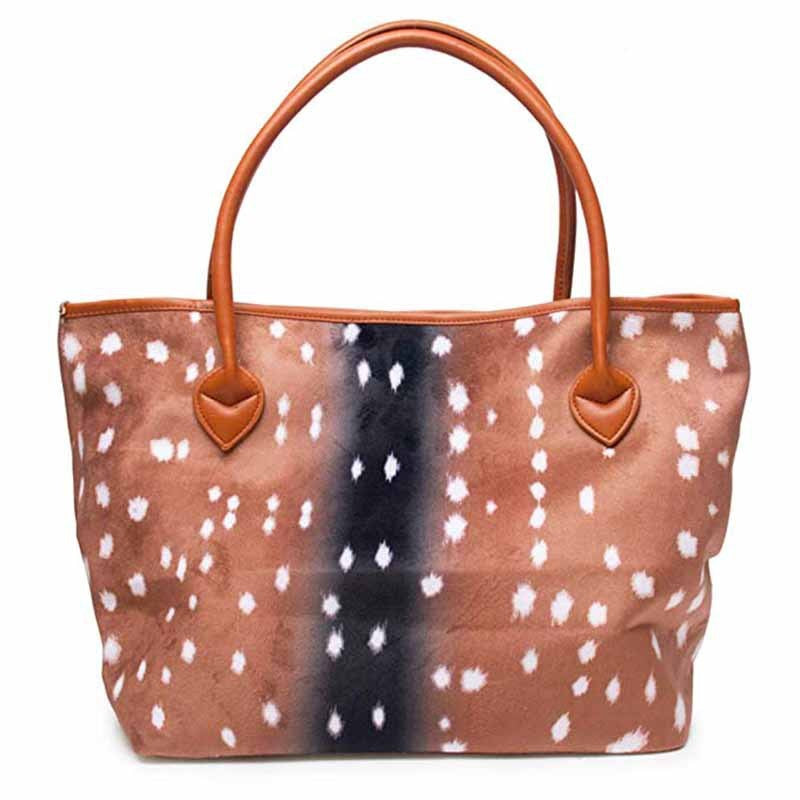 Western Animal Print Plush Weekender Tote Bag - Fawn
