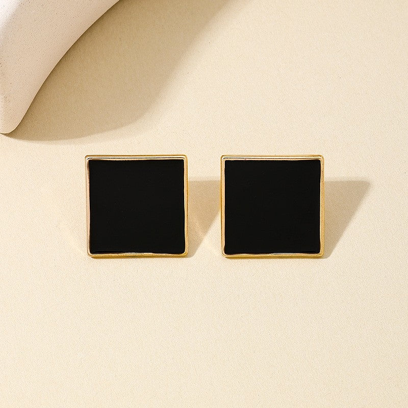 Black Enamel Layered Necklace Earring And Ring Set