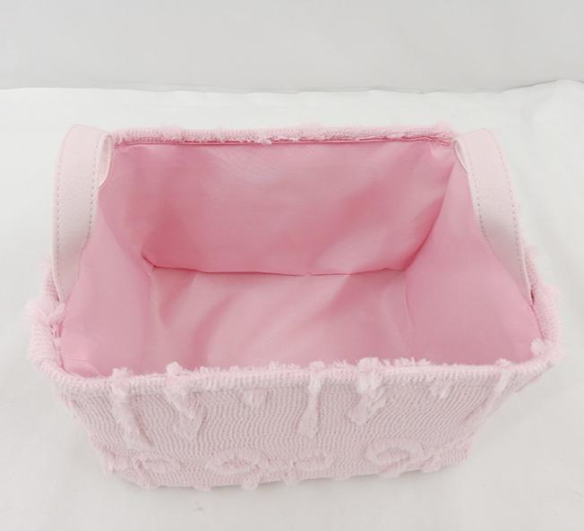Bow Textured Fabric Storage Tote Basket - Pink - 1