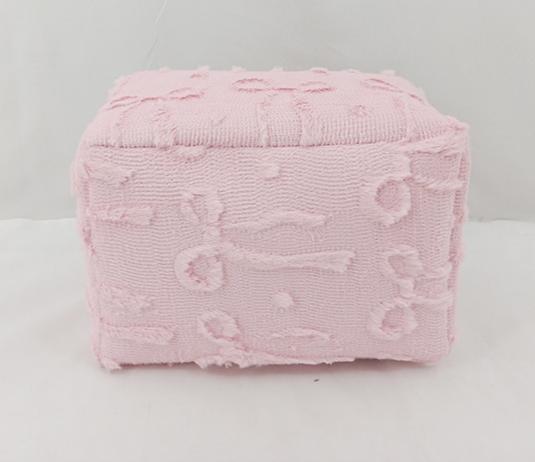 Bow Textured Fabric Storage Tote Basket - Pink - 2