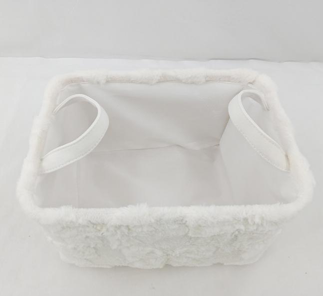 Bow Textured Fabric Storage Tote Basket - White - 3