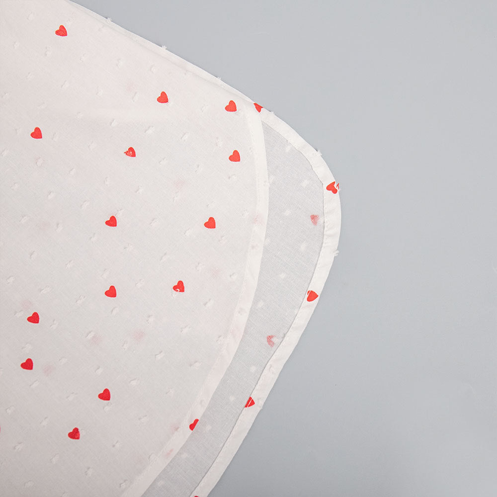 Heart Print Long Sleeve Pajama Short Set - White - 8
