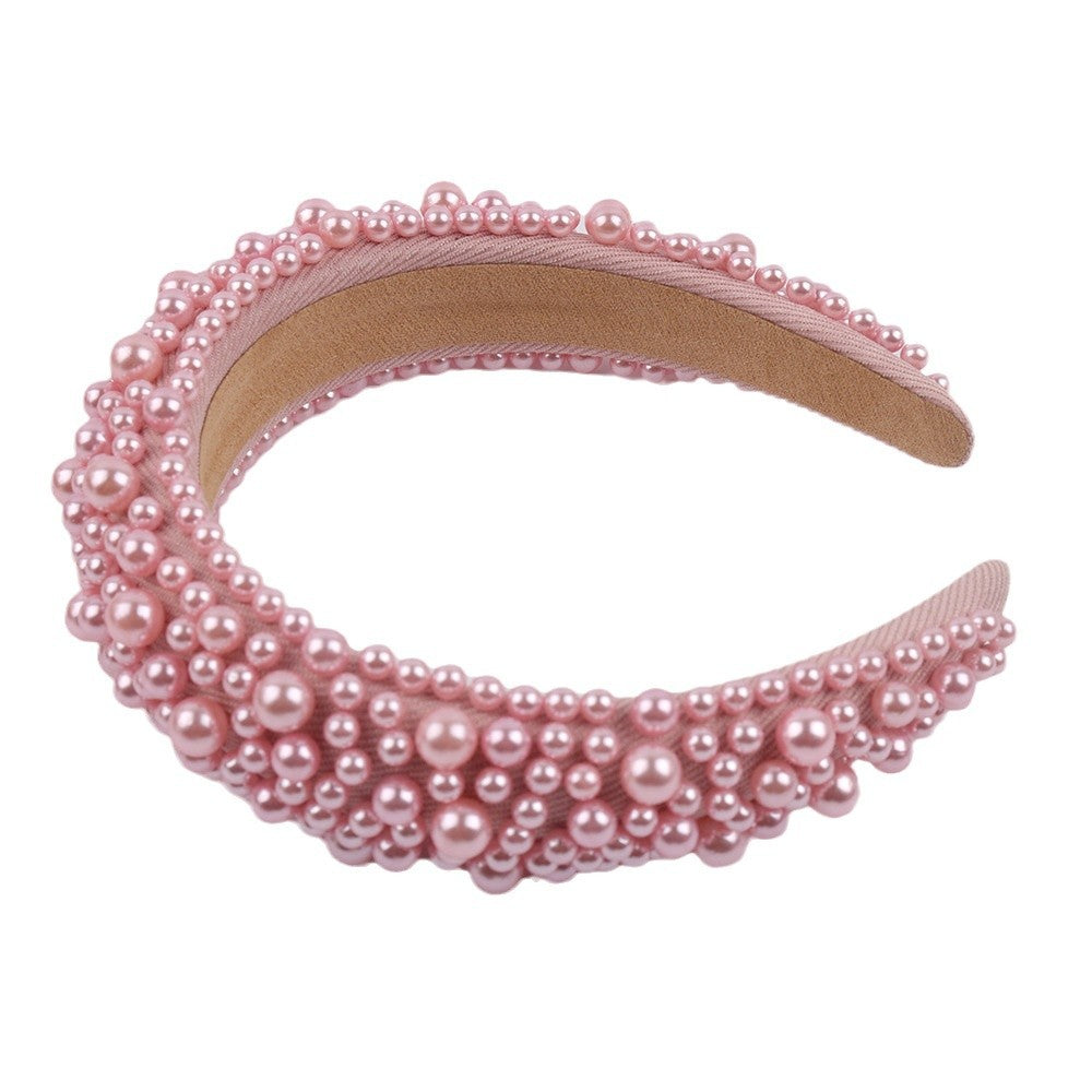 Beaded Pearl Padded Wide Headband