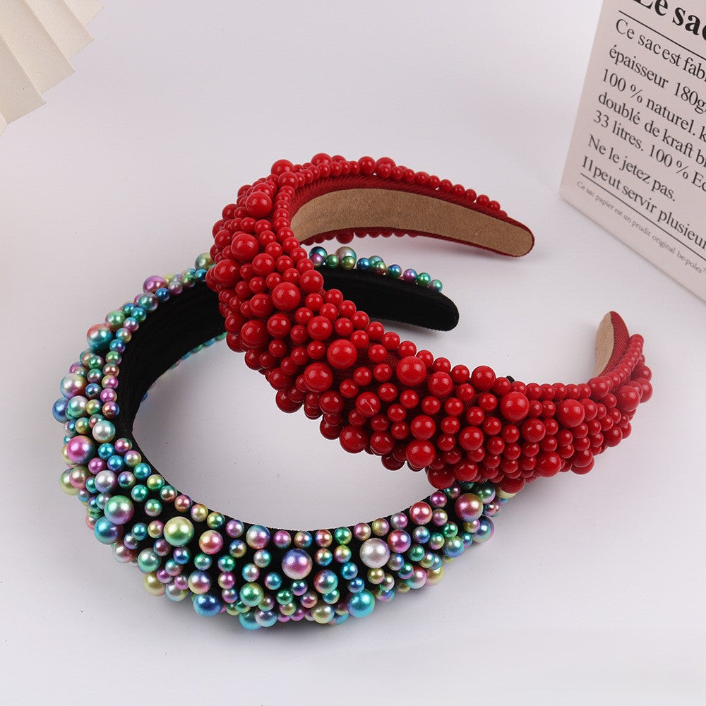 Beaded Pearl Padded Wide Headband - view 1