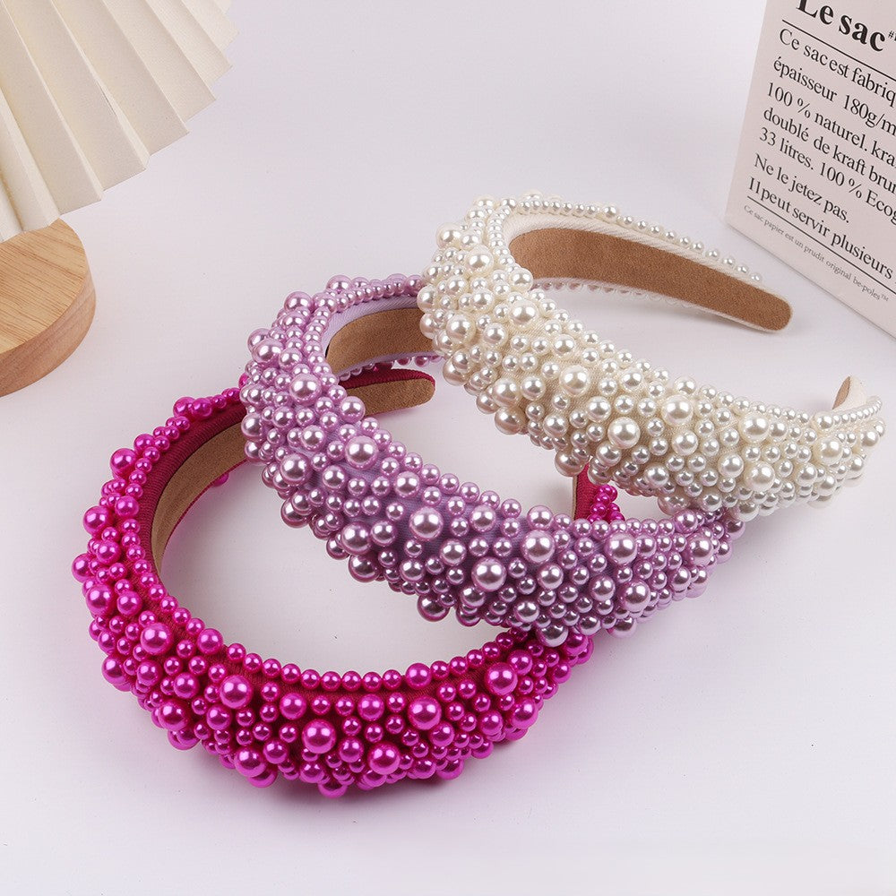 Beaded Pearl Padded Wide Headband - view 2