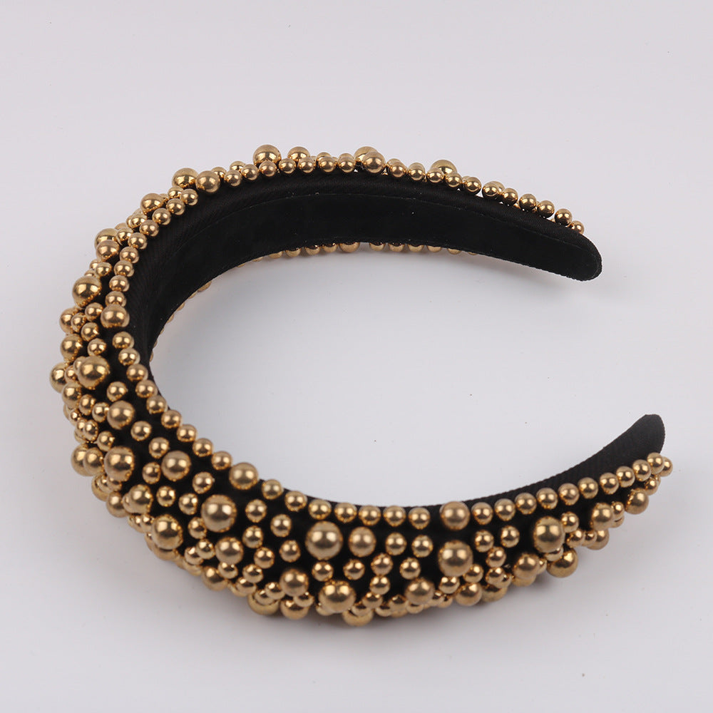 Beaded Pearl Padded Wide Headband - view 4