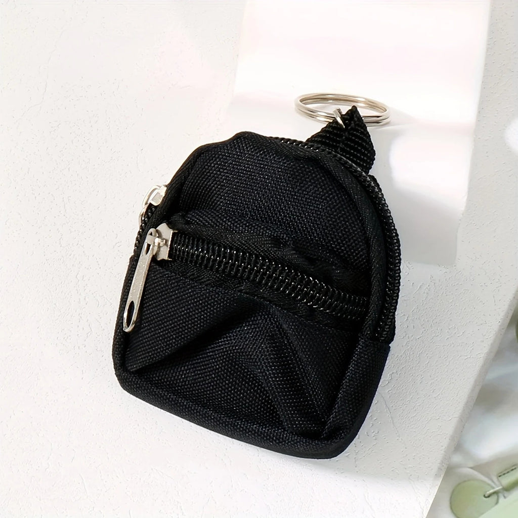 Mini Backpack Coin Purse Keychain Charm - Black