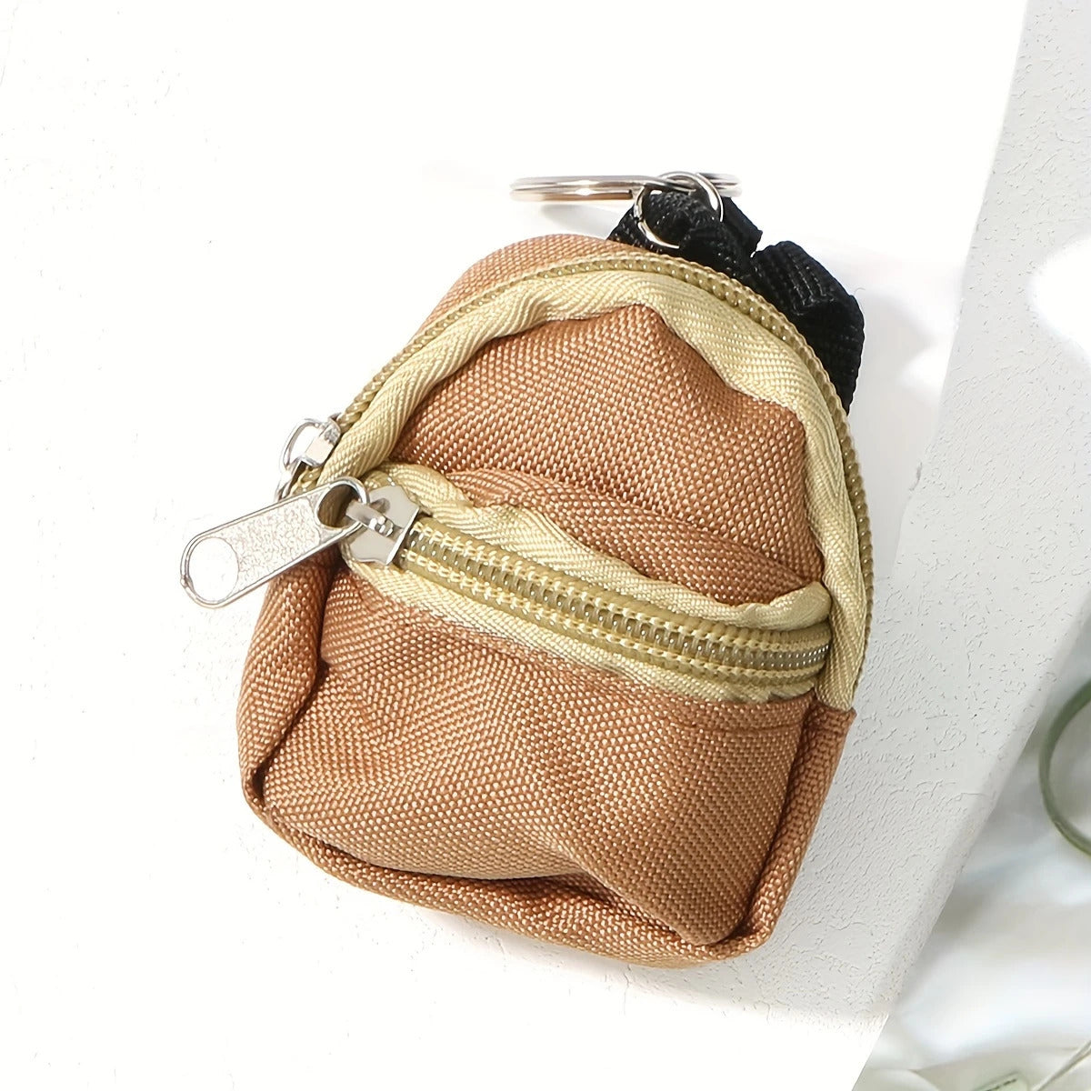 Mini Backpack Coin Purse Keychain Charm - Coffee