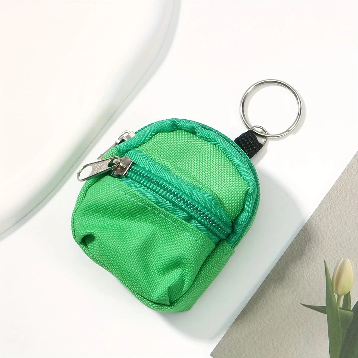 Mini Backpack Coin Purse Keychain Charm - Green