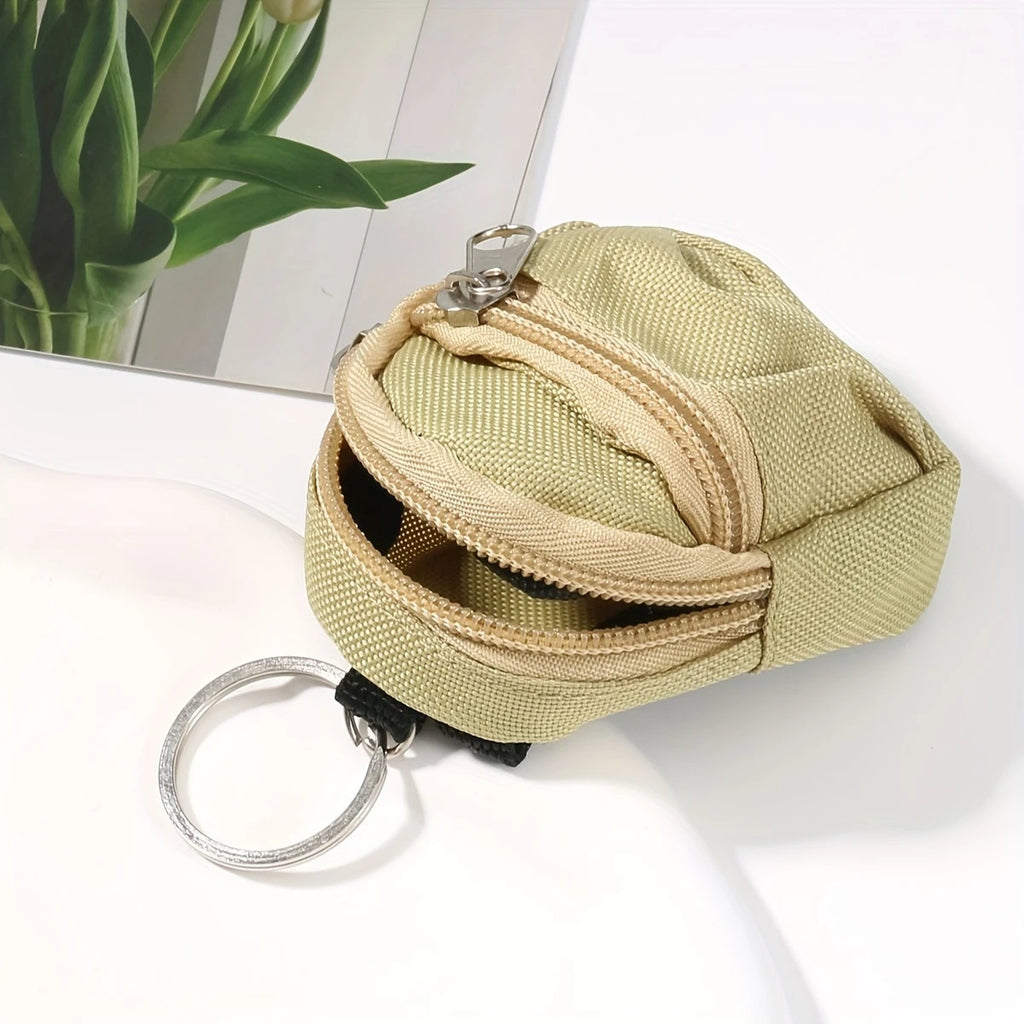 Mini Backpack Coin Purse Keychain Charm - Khaki - 1