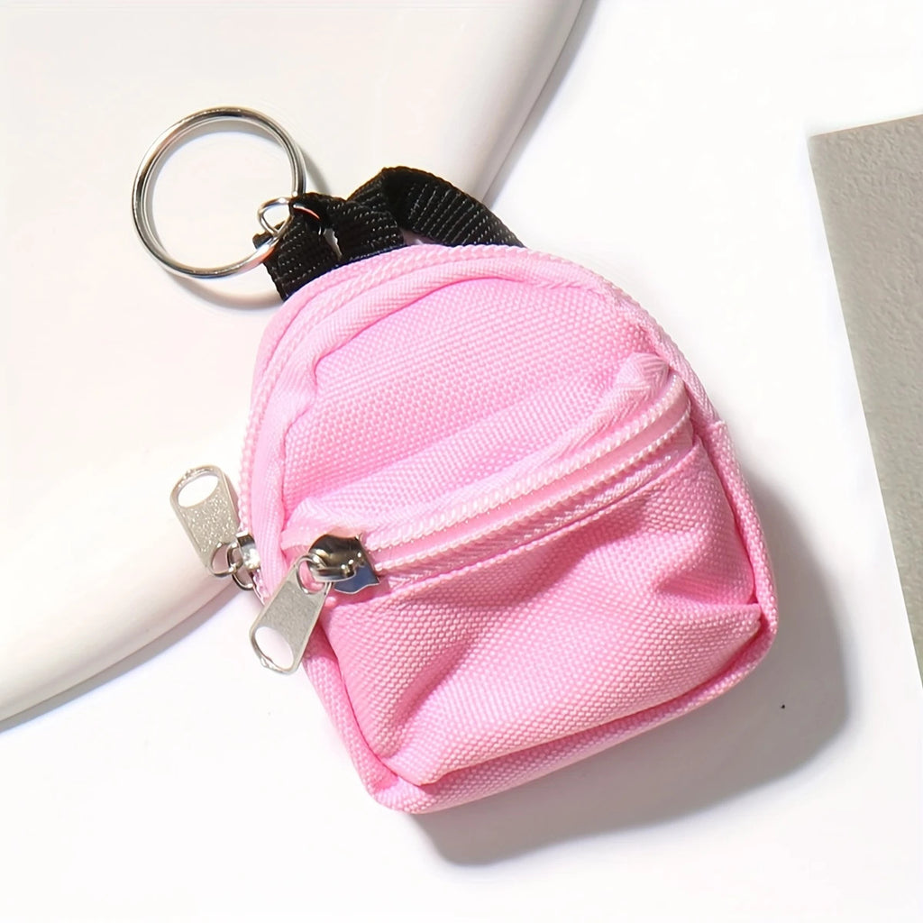 Mini Backpack Coin Purse Keychain Charm - Pink