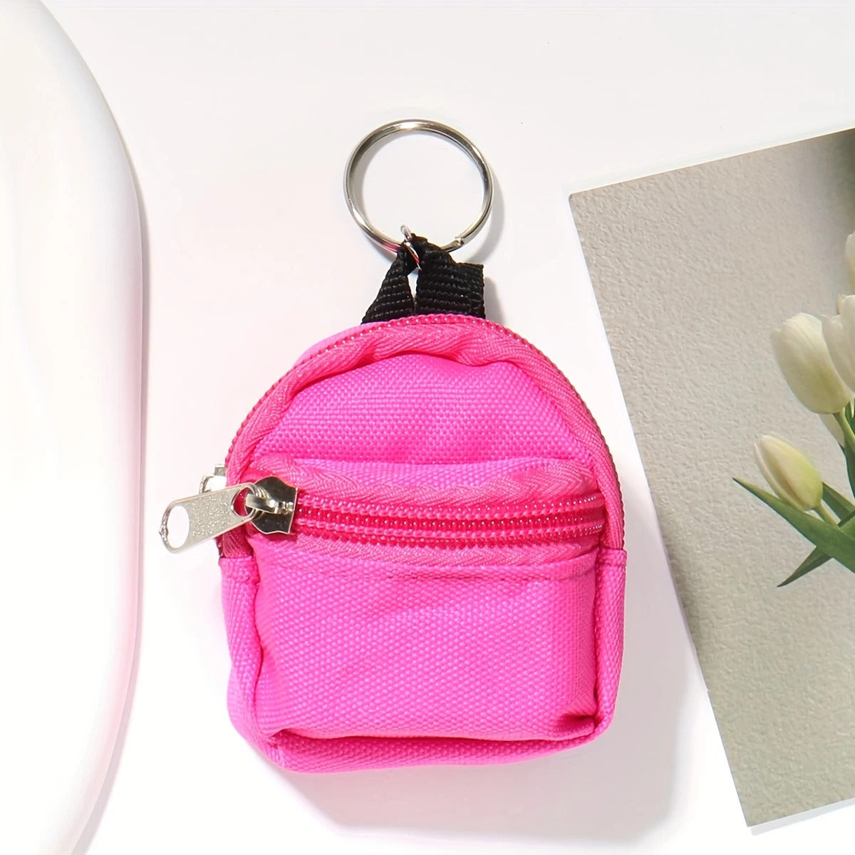 Mini Backpack Coin Purse Keychain Charm - RoseRed