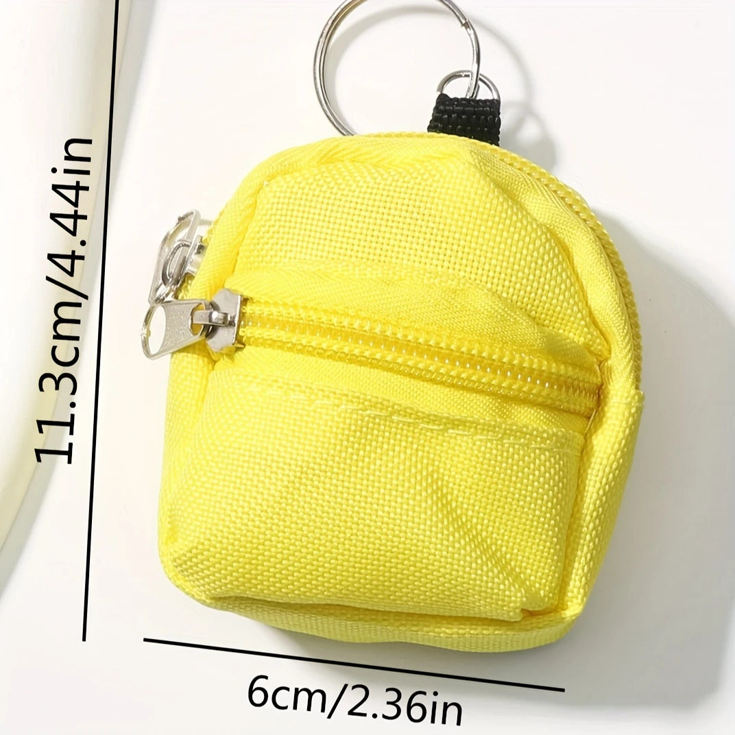 Mini Backpack Coin Purse Keychain Charm - Yellow - 2