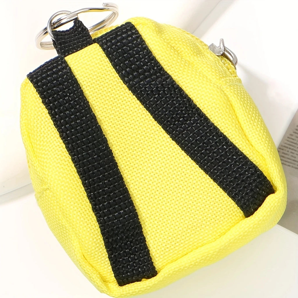 Mini Backpack Coin Purse Keychain Charm - Yellow - 3