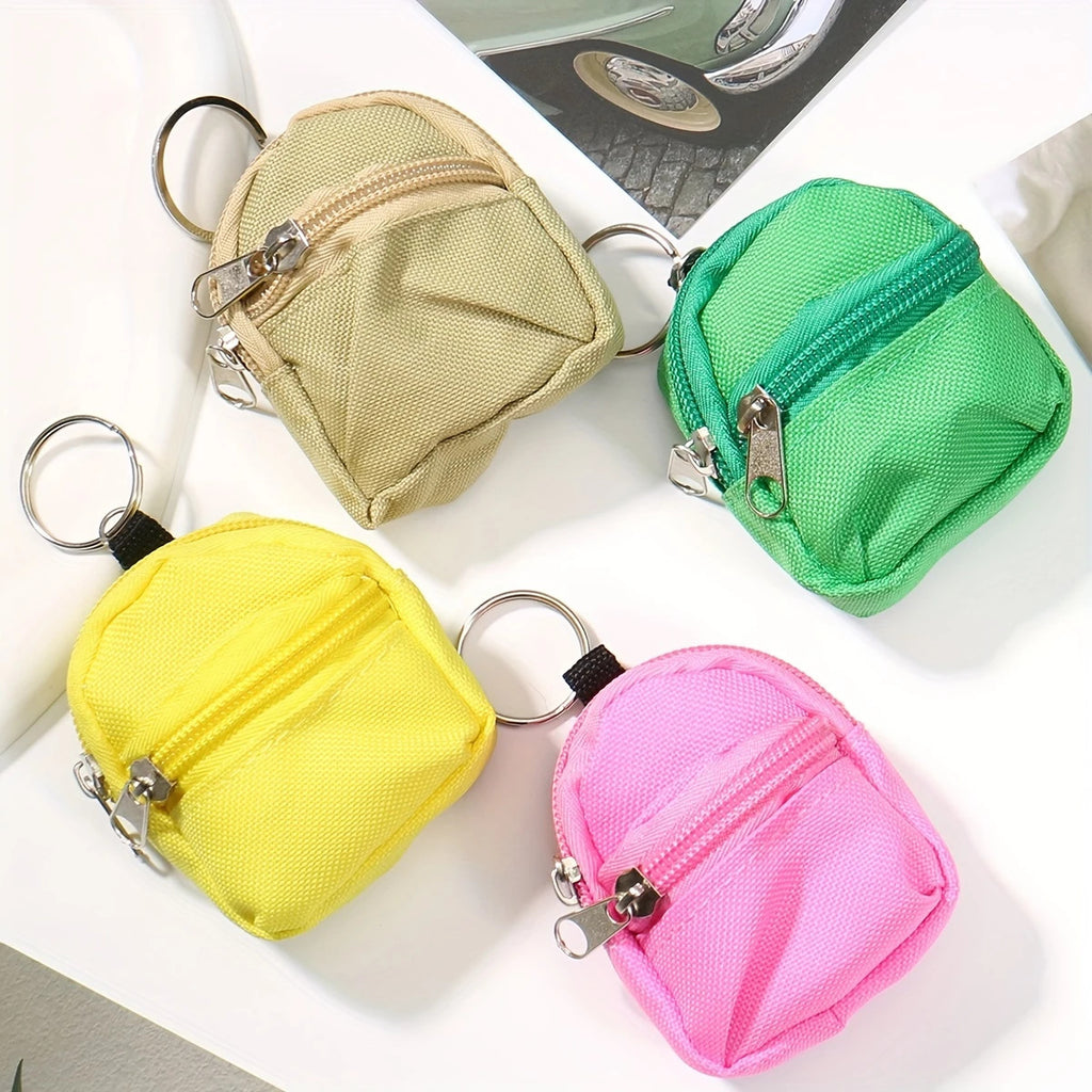 Mini Backpack Coin Purse Keychain Charm - Yellow - 4