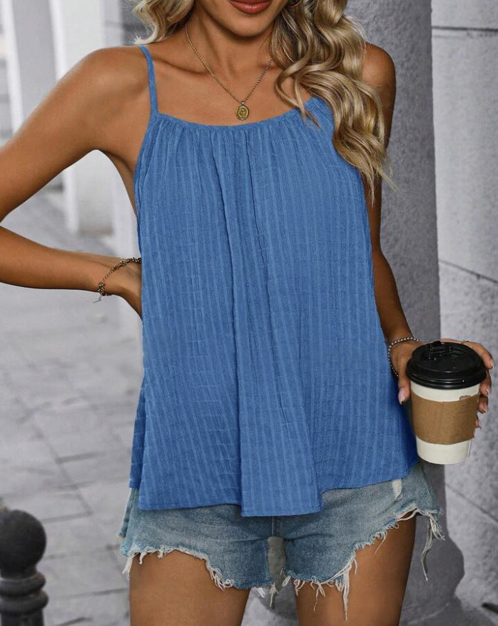 Loose Pleated Square Neck Cami Tank Top - view 5