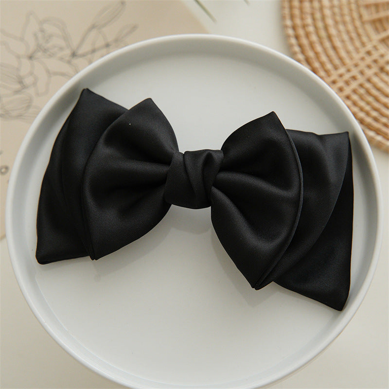 Soft Satin Butterfly Bow Hair Clip - Black