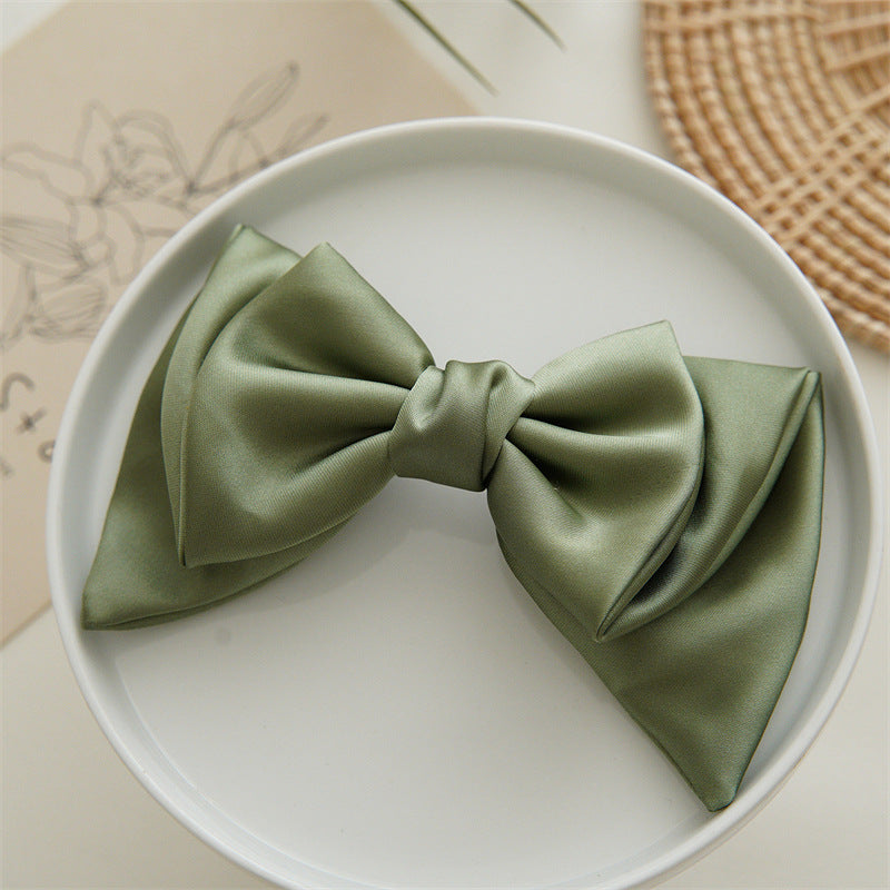 Soft Satin Butterfly Bow Hair Clip - Green