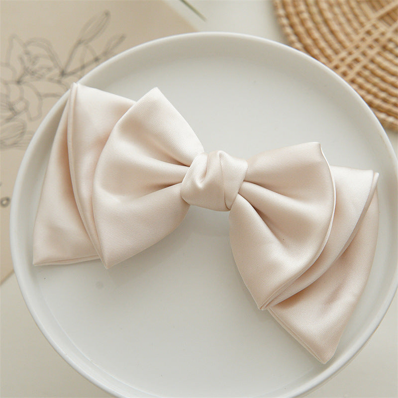 Soft Satin Butterfly Bow Hair Clip - Khaki