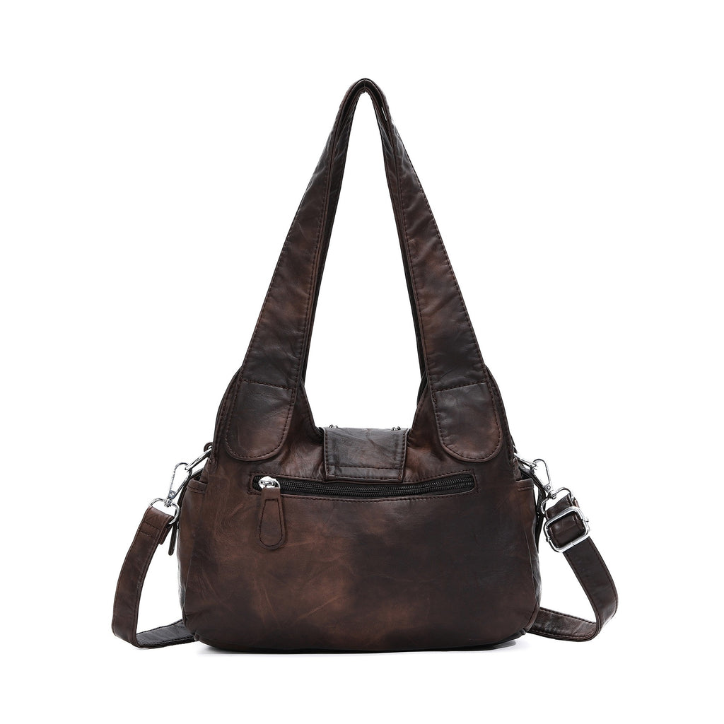Western Buckle Washed Faux Leather Hobo Bag
