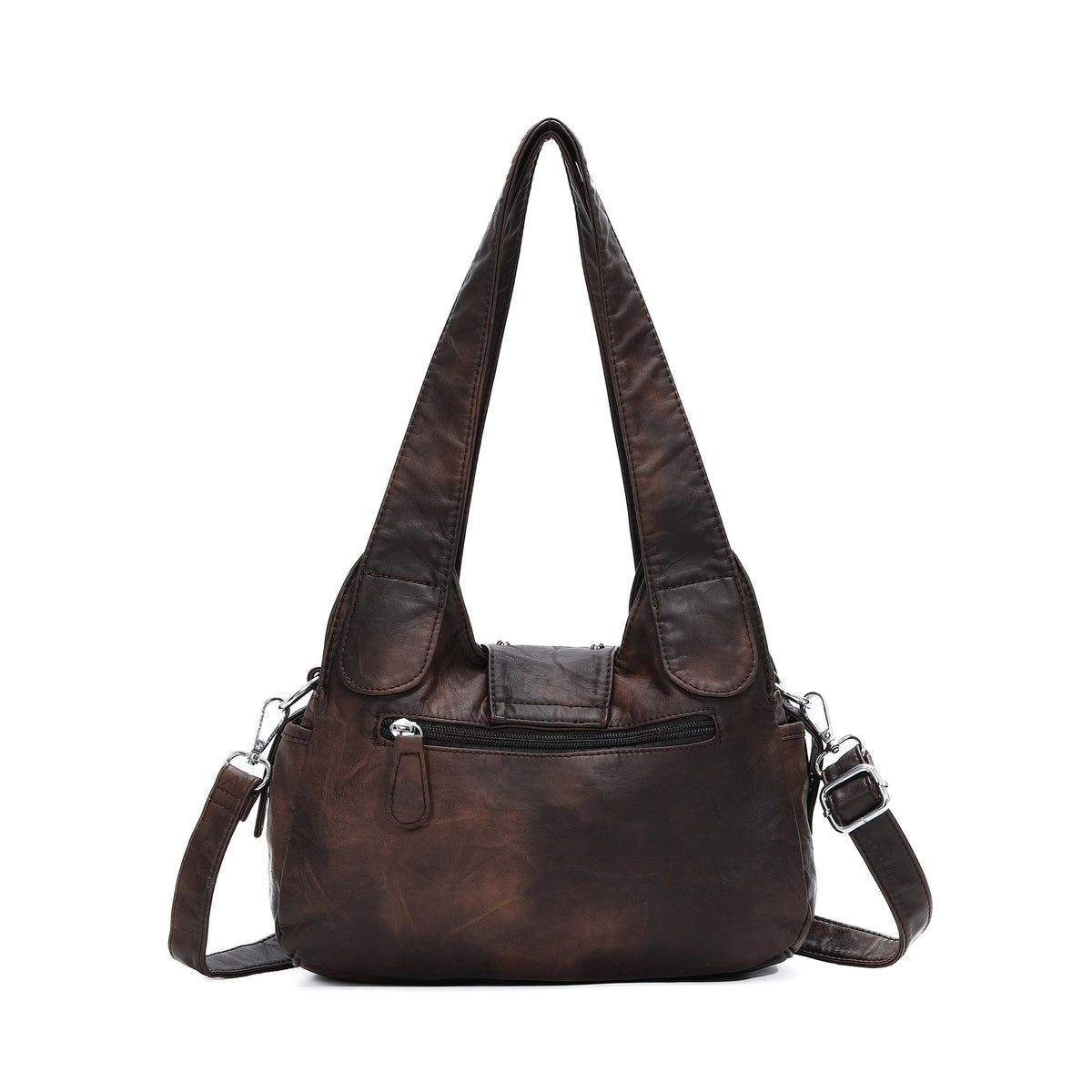 Western Buckle Washed Faux Leather Hobo Bag