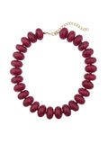 Chunky Rondelle Bead Statement Choker Necklace - Wine_Red
