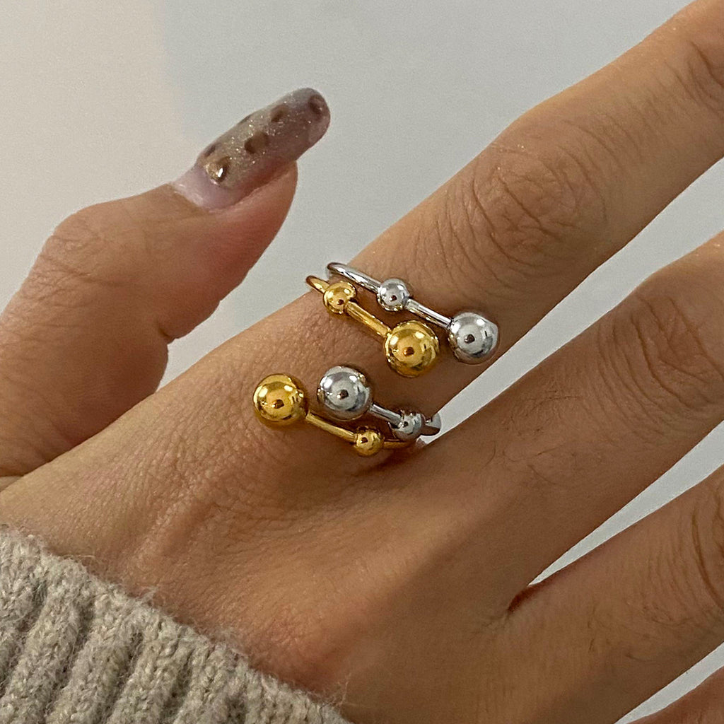 Beaded Ball Double Layer Open Ring - view 1