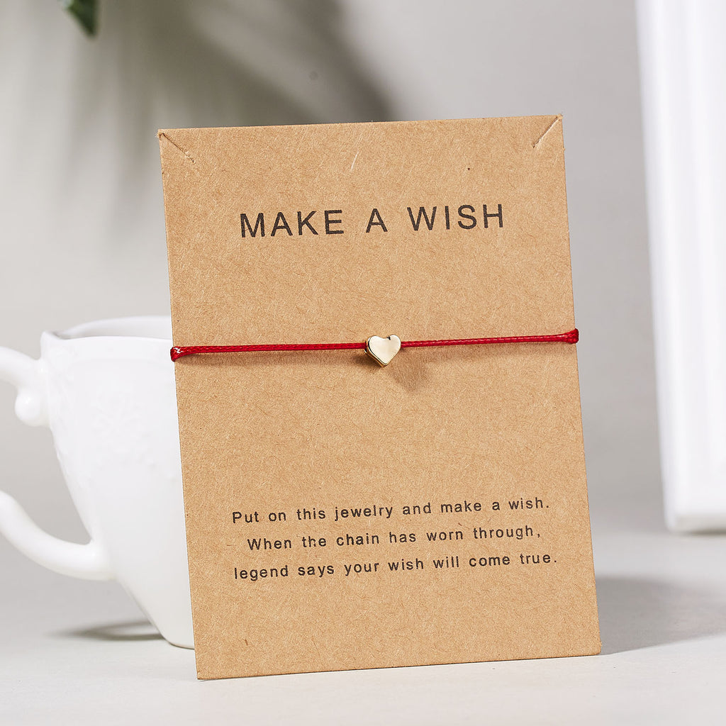 Wish Card Heart Charm Adjustable Cord Bracelet - view 3