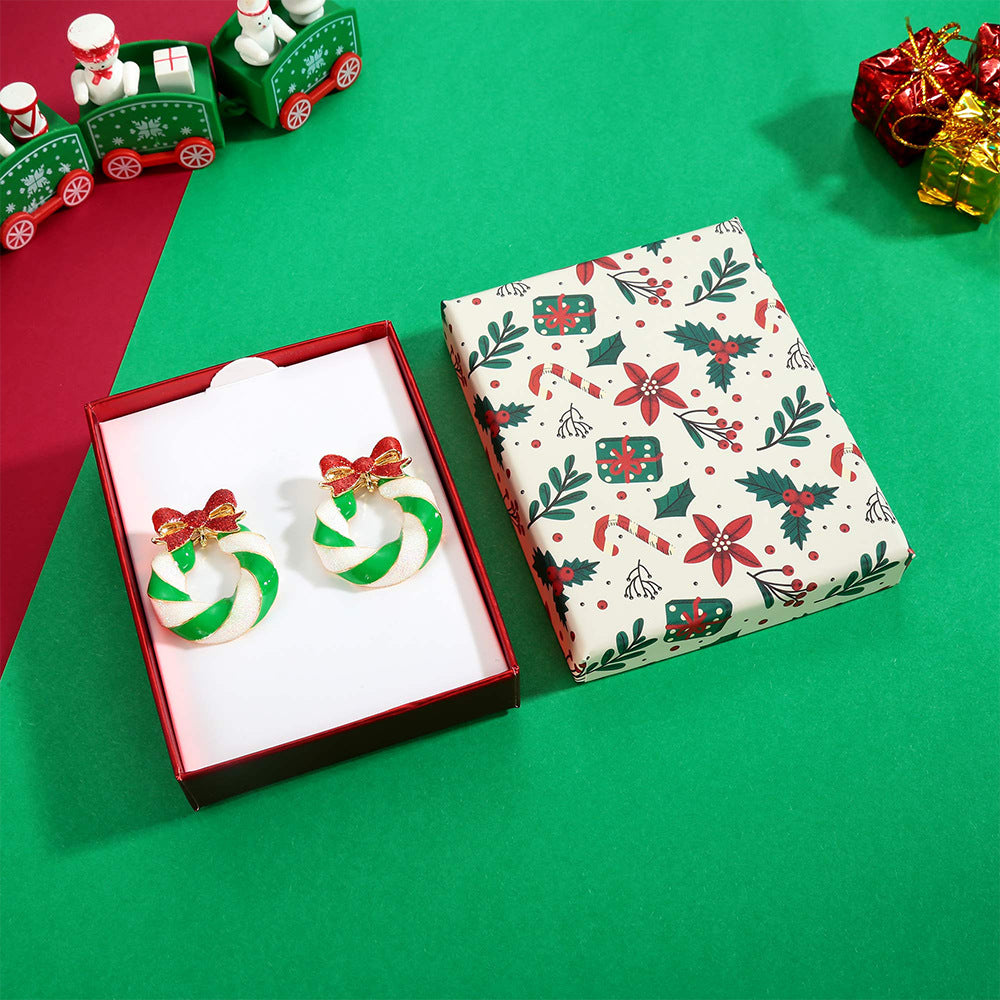 Peppermint Twist Wreath Hoop Earrings - Red - 3